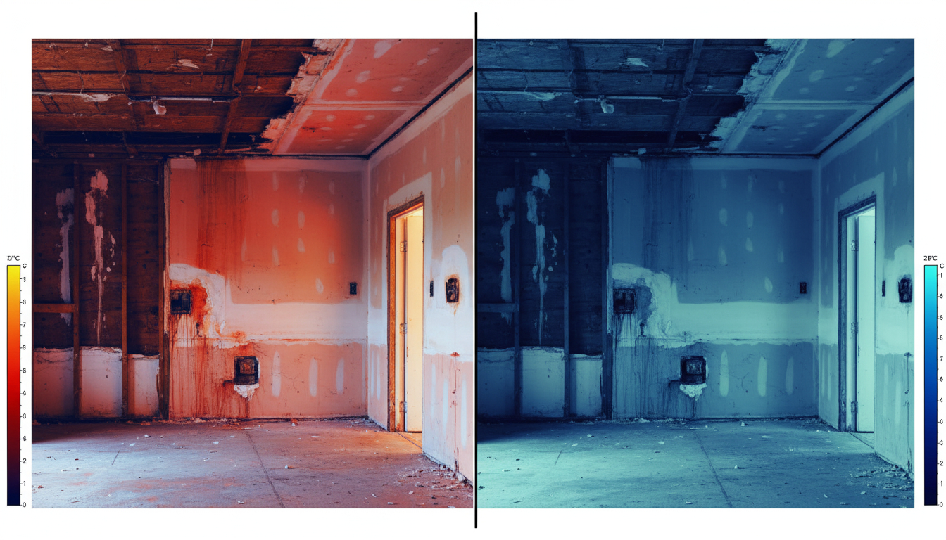 Contrasting thermal images of a room