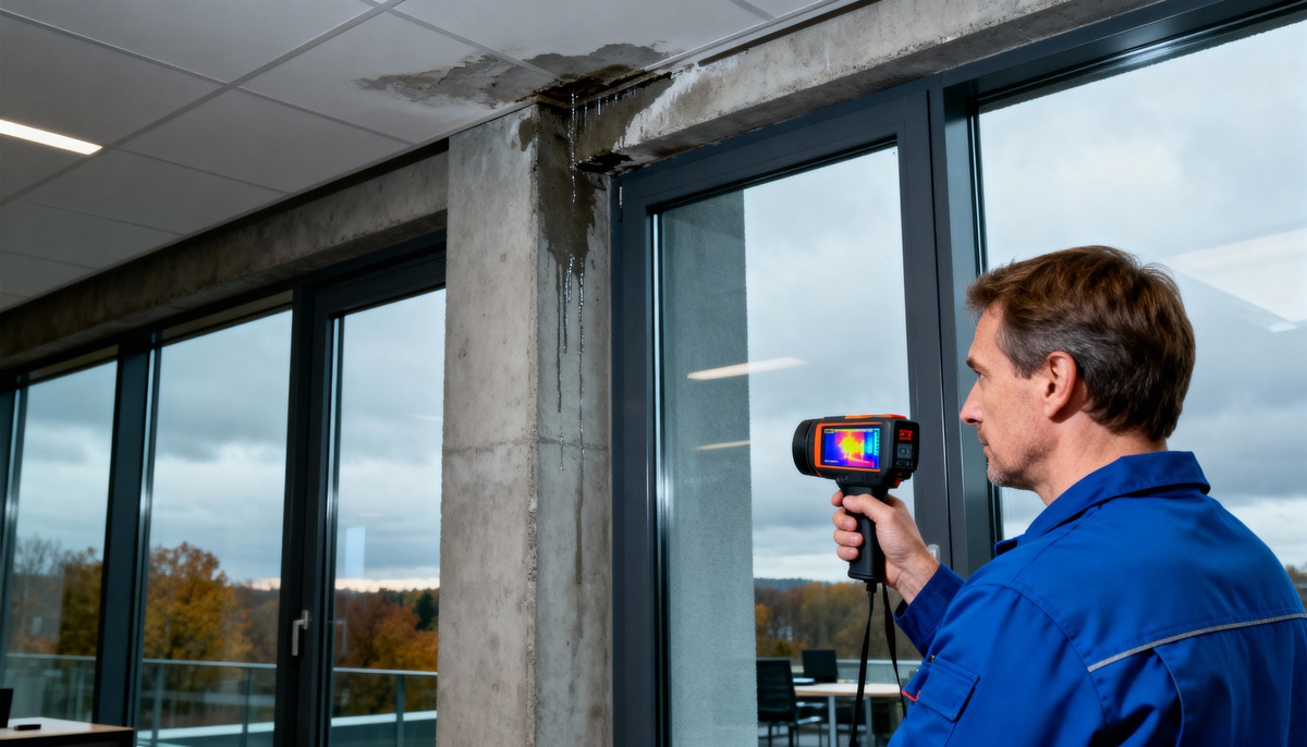  Professional verification of thermal imaging results with moisture meter