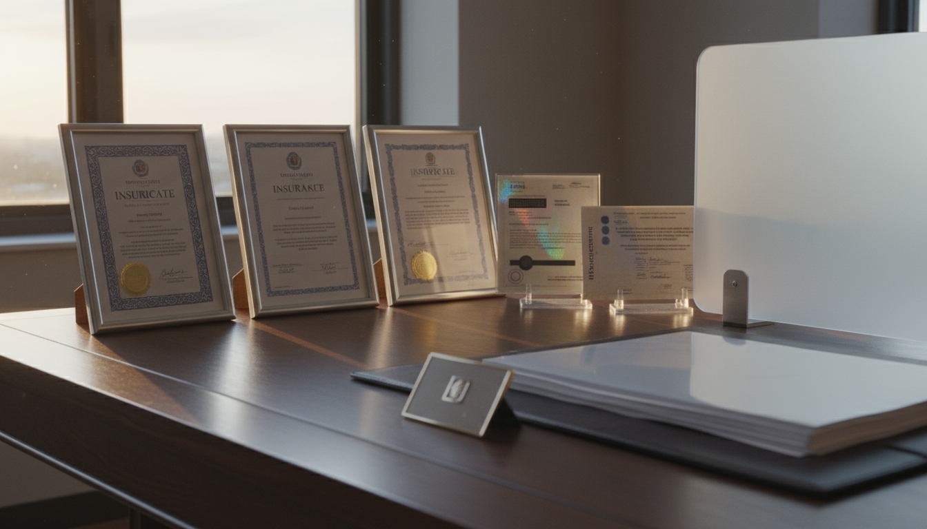 Restoration company credentials including insurance certificates and professional licenses