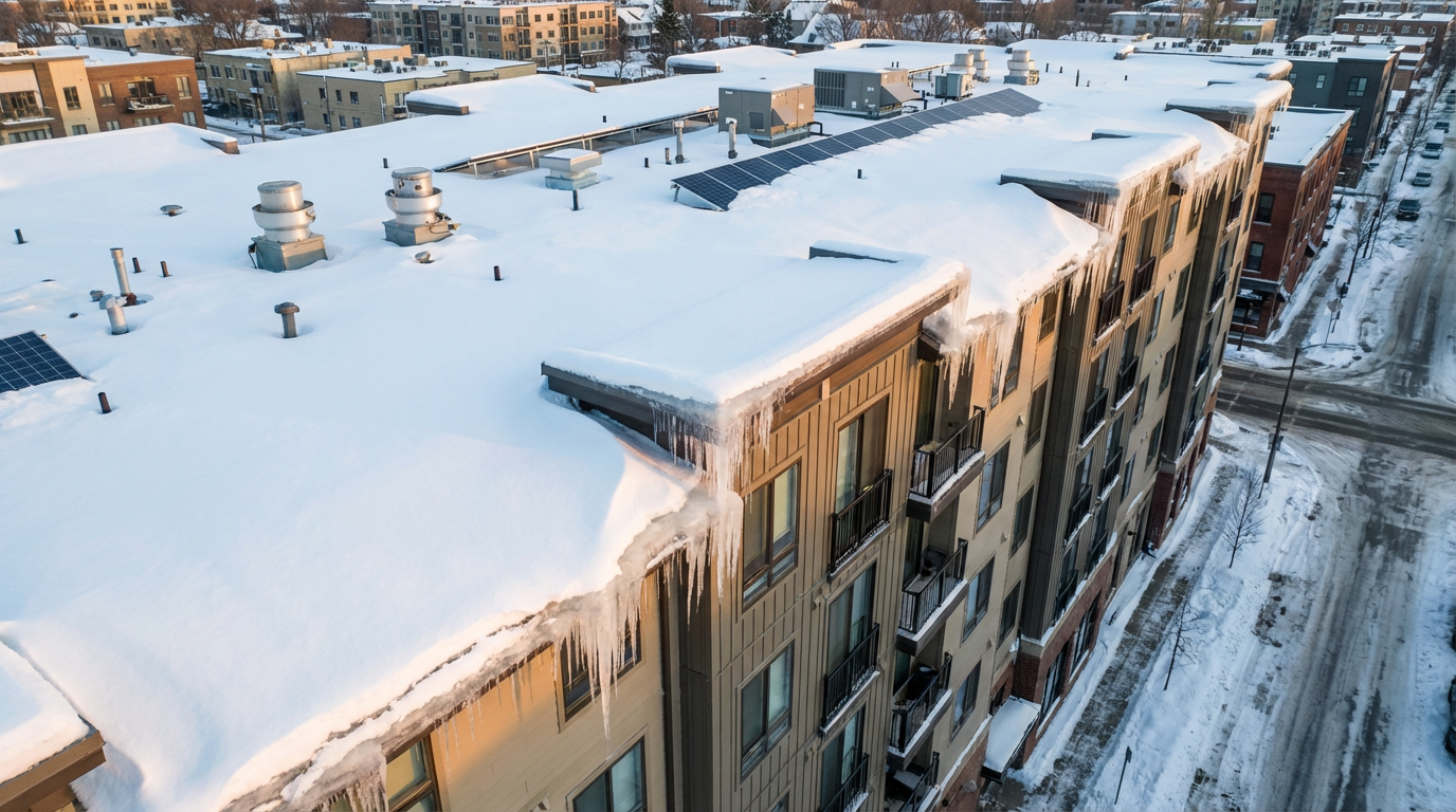 Apartment building water damage risk from ice dams - water damage prevention in Fairfield checklist