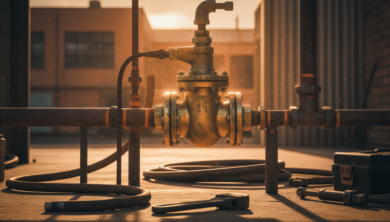 Backflow prevention device installation for commercial sewage backup protection