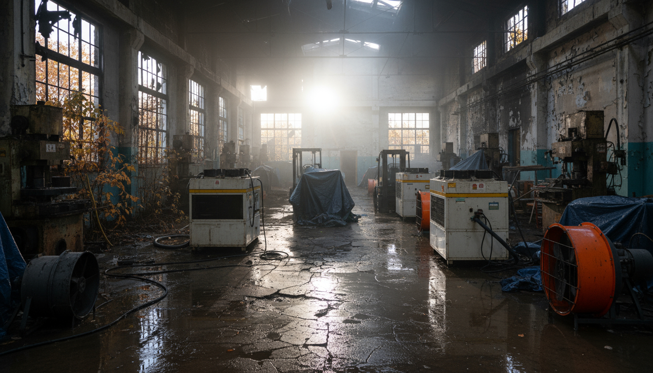 Professional water extraction equipment used in fire restoration to prevent mold growth