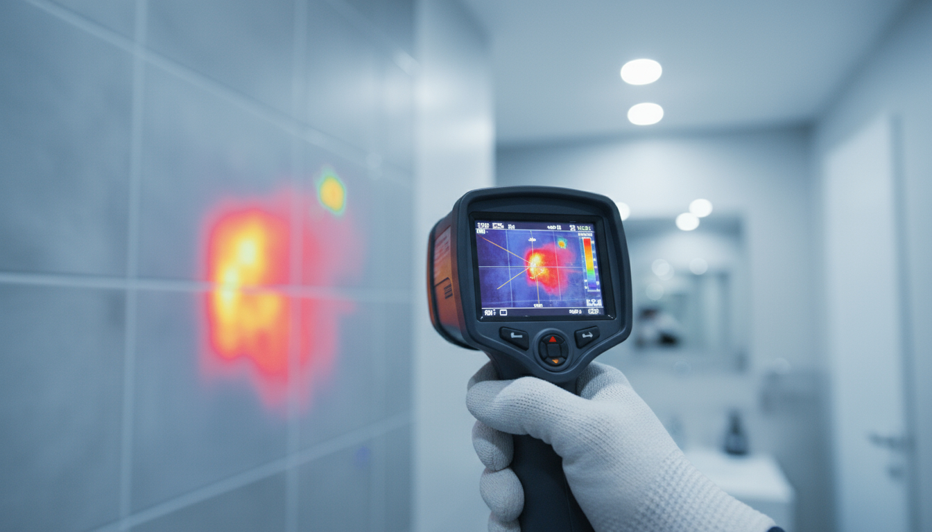 Thermal imaging camera detecting hidden moisture in walls