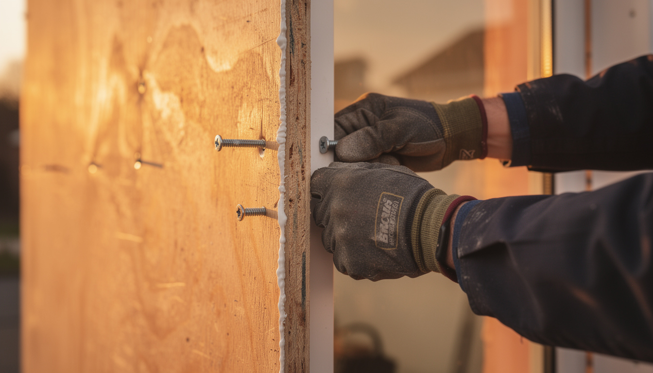 Secure board up installation with weatherproof sealing along panel edges