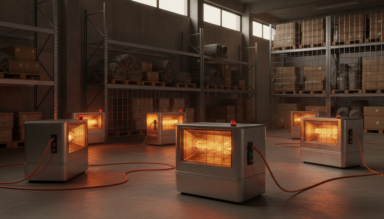 Industrial portable heaters providing temporary heating during emergency restoration

