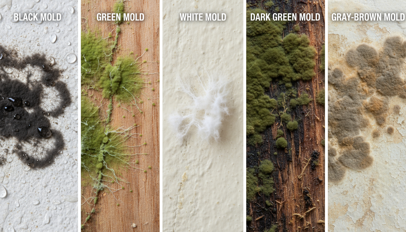 Various types of mold on surfaces