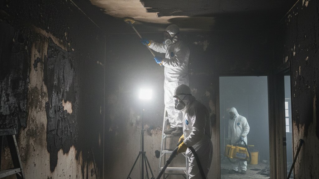 Fire cleanup process smoke and soot cleaning restoration duration