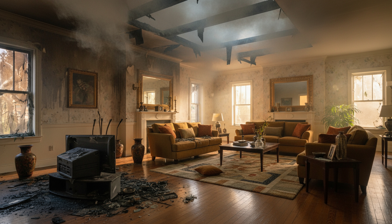 Before and after contents cleaning results from fire and smoke damage restoration