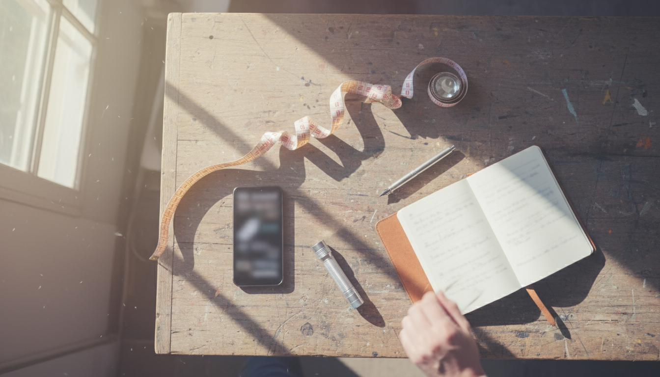 Essential tools for documenting disaster damage including smartphone and measuring tape