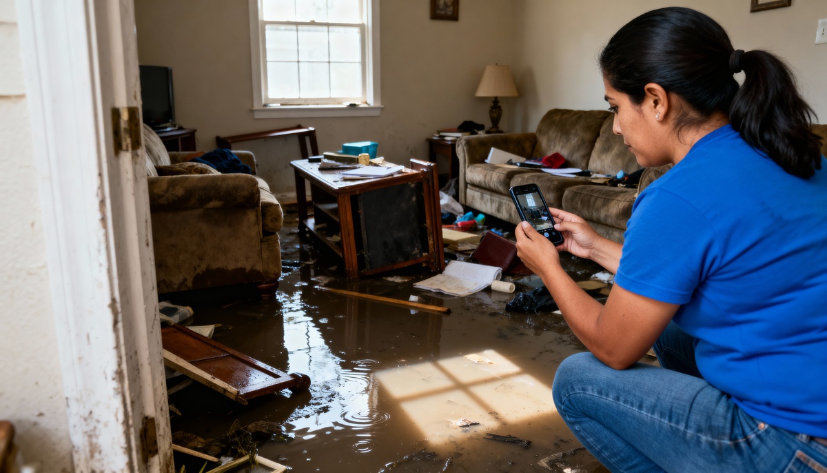 Documenting belongings with photos before restoration work begins for insurance claims