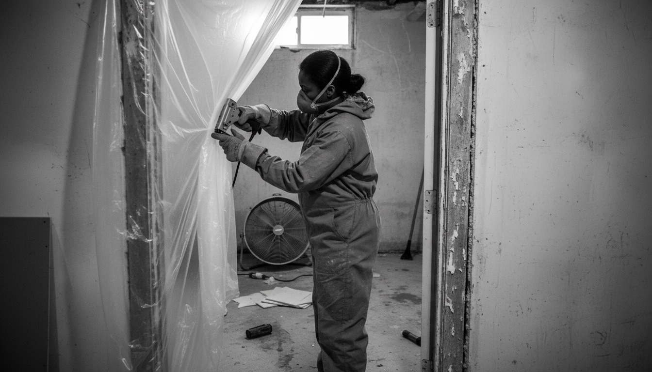 Mold remediation containment setup with HEPA filtration system