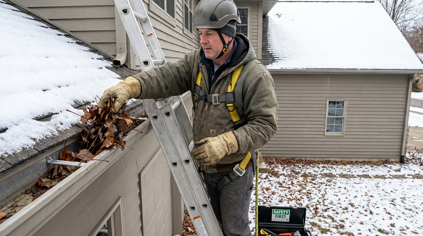 Homeowner completing winter home maintenance checklist to prevent winter water damage in New Hampton NY