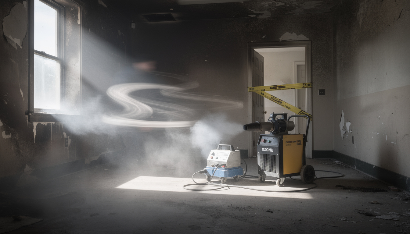 Industrial ozone generator and thermal fogging equipment used for smoke odor elimination