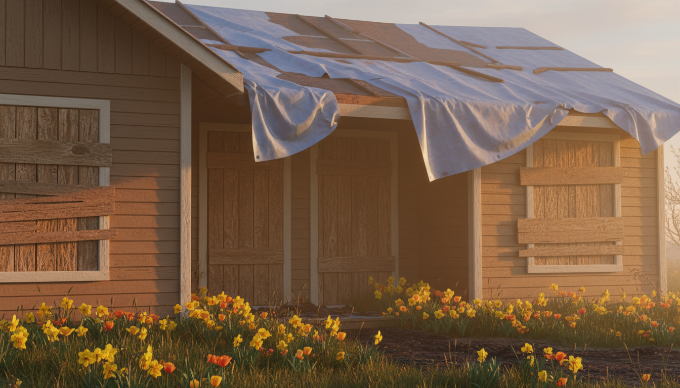 Emergency board-up services protecting fire-damaged property